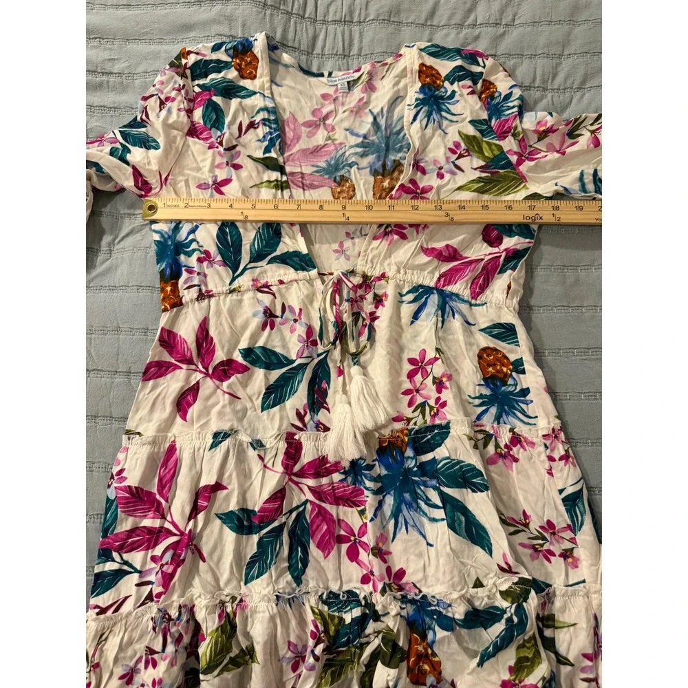 Blue Island Womens Tropical Floral Pineapple‎ Beach Coverup Dress White XS